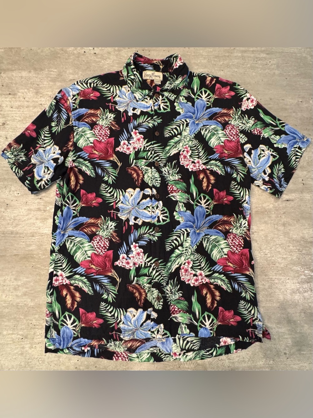 Kenny Flowers Limited Edition Hawaiian Shirt Tropical, 100% Rayon, Men’s Small